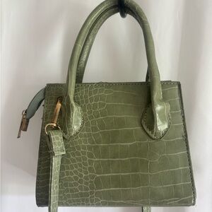 Green Crocodile-Embossed Women's Handbag